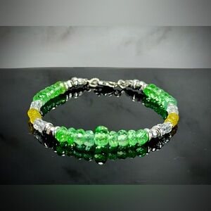 Songea Green Sapphire, Yellow Sapphire & White Topaz Bracelet – Sterling Silver